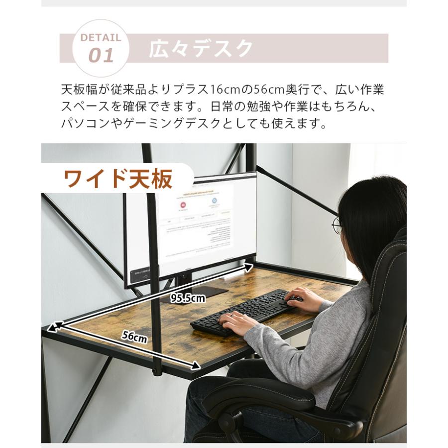 ロフトベッド パイプ コンセント付き デスク付き 二段ベッドロータイプ