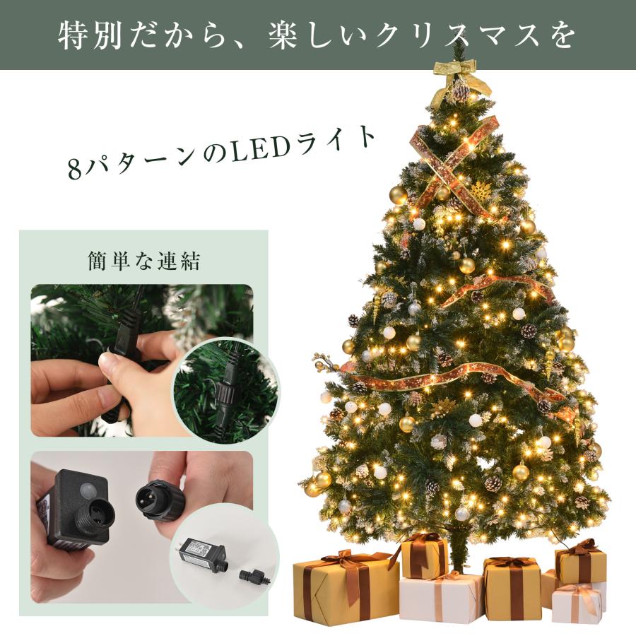 ツリー 180cm スチール脚 ツリーセット オーナメントセット LED