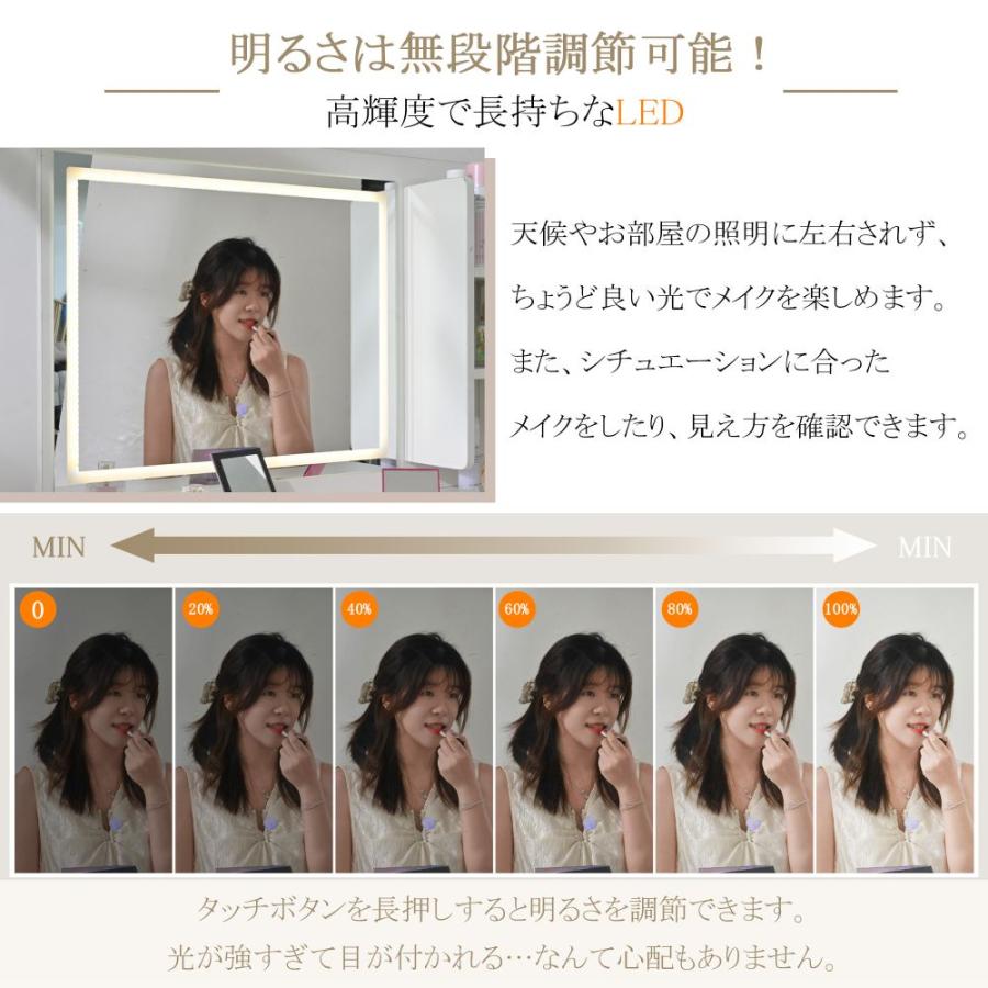 ドレッサー 化粧台 テーブル 鏡台 メイク台 LEDライト付き 3色 ドレッサー 化粧台 テーブル 鏡台 メイク台 LEDライト付き 3色