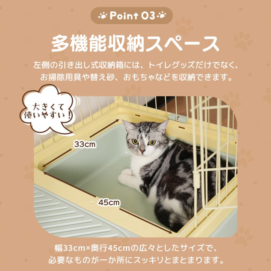 猫砂の飛び散り防止猫トイレ付き☆猫 ケージ キャットケージ 2段 幅広