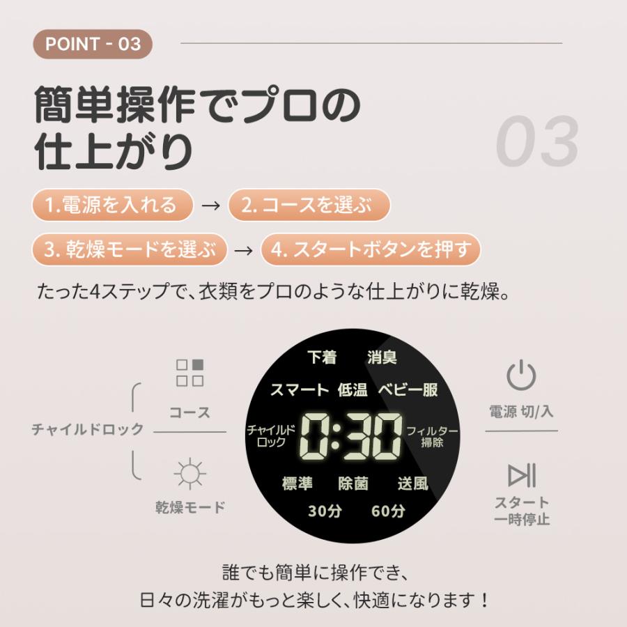 交換必要がないフィルター 4kgタッチパネル 衣類乾燥機 一人用879-170 SENTERN 交換必要がないフィルター☆4kgタッチパネル 衣類乾燥機