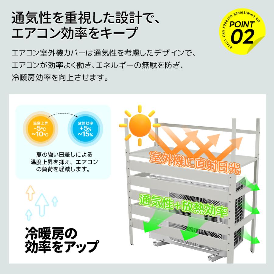 収納ラック付き】エアコン室外機カバー 室外機 カバー 日よけ 節電