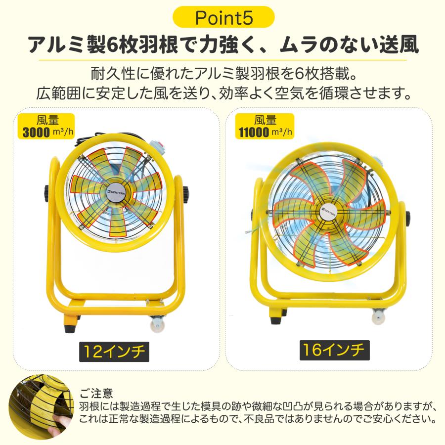 ダクトホース5m付きセット】送風機 工場扇 角度調整可能 風量11000m?/h