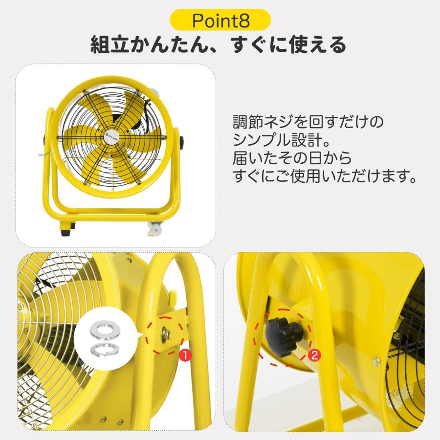 ダクトホース5m付きセット】送風機 工場扇 角度調整可能 風量11000m?/h