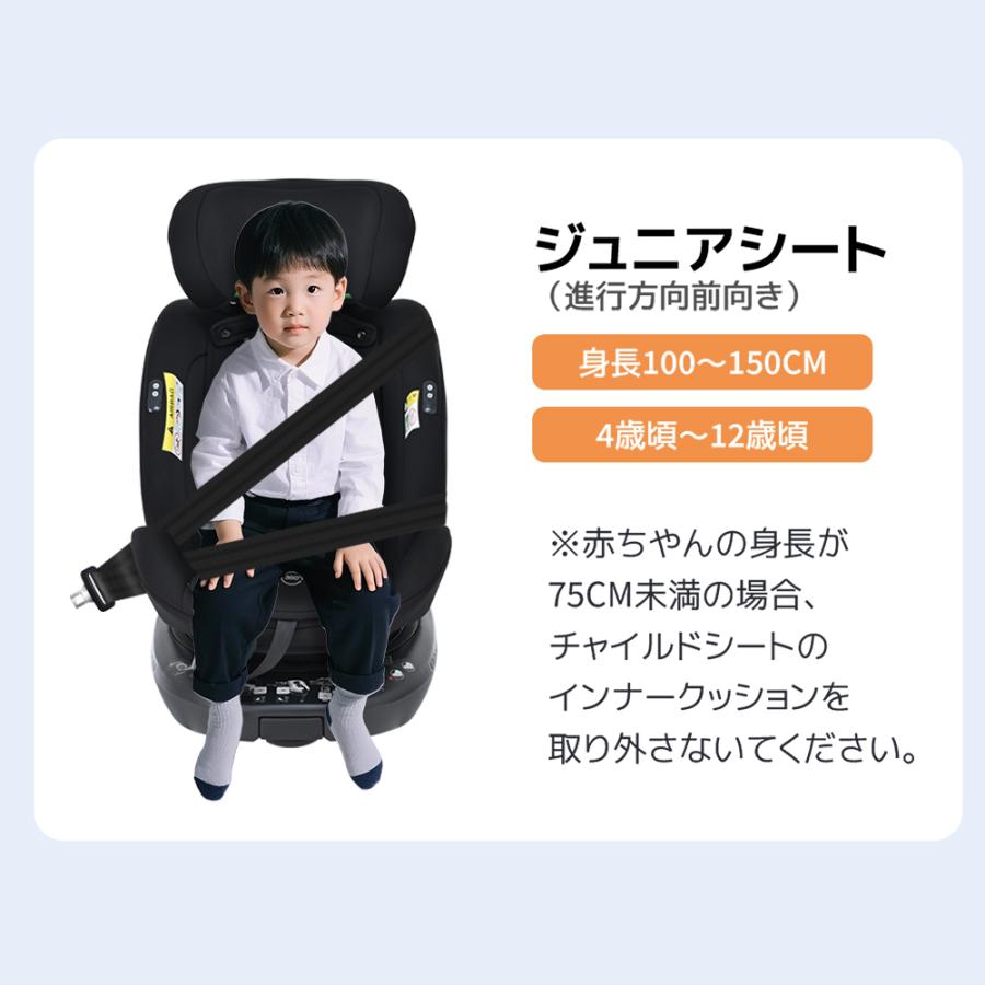 チャイルドシート 新安全基準 R129適合 360度回転式 ISOFIX 0歳〜12歳