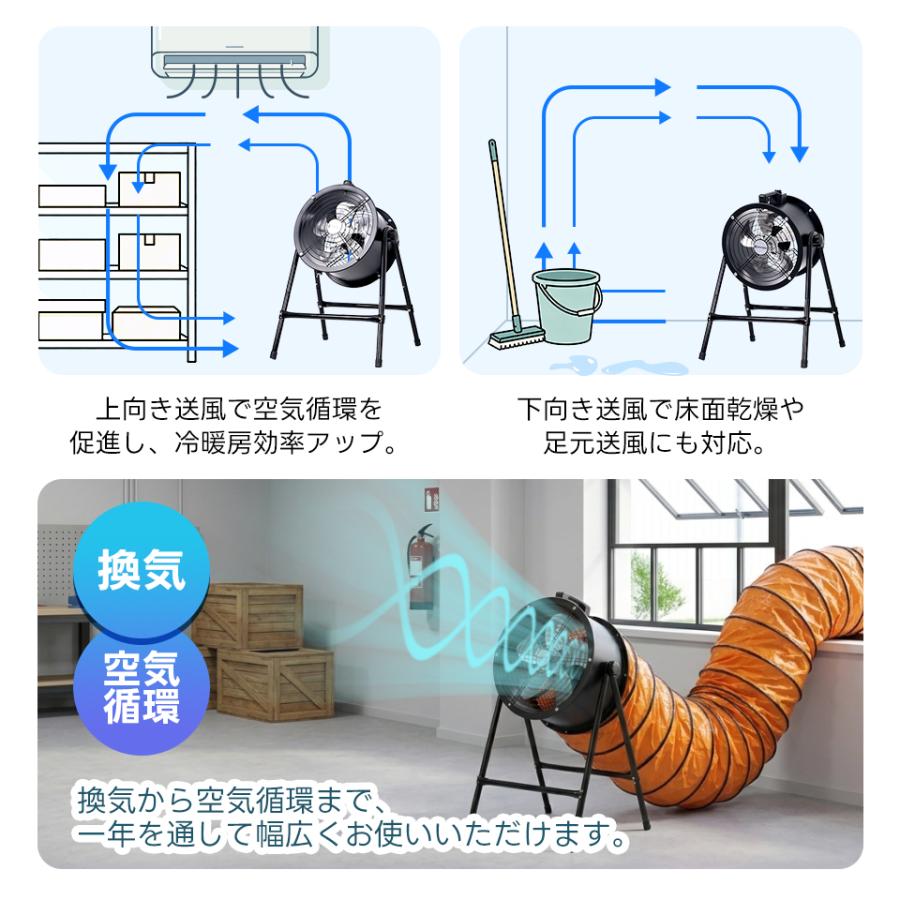 2サイズ【ダクトホース5mセット】送風機 工場扇 アルミ 風量5870m?/h