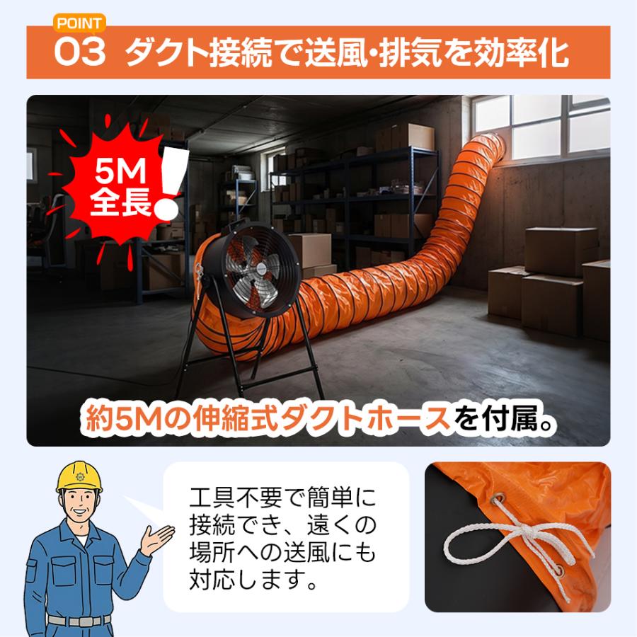 2サイズ【ダクトホース5mセット】送風機 工場扇 アルミ 風量5870m?/h