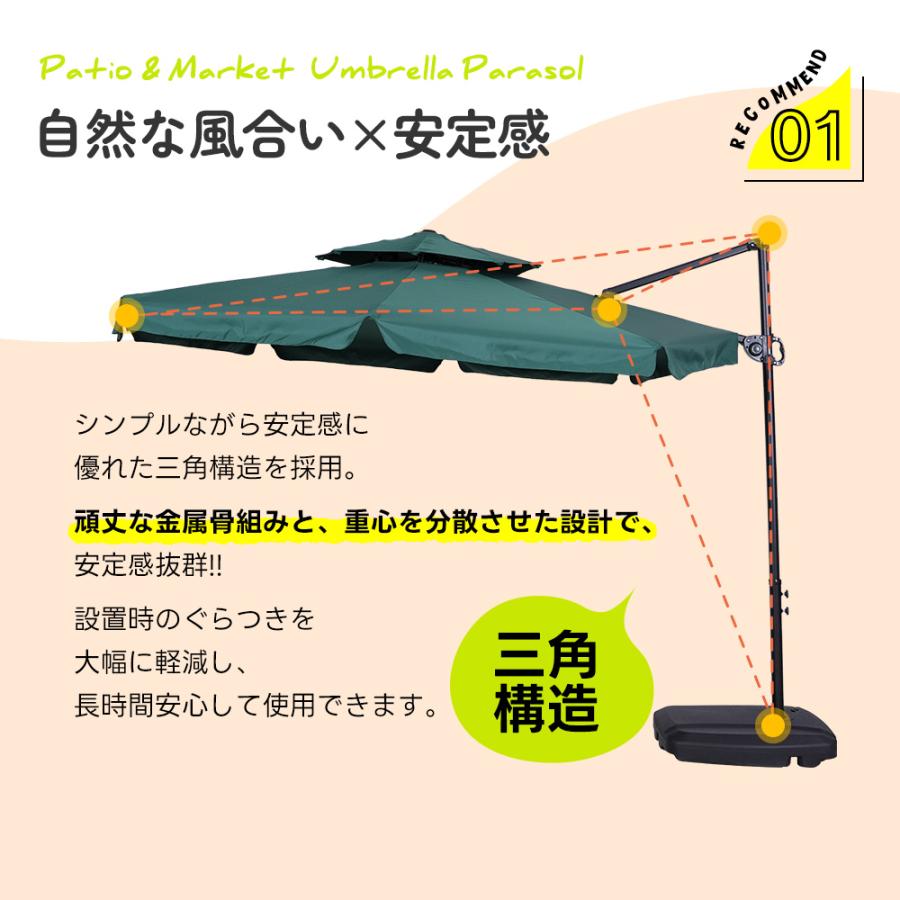 紫外線対策UPF30+】2層 パラソル ガーデンパラソル 風に強い 大型 3m