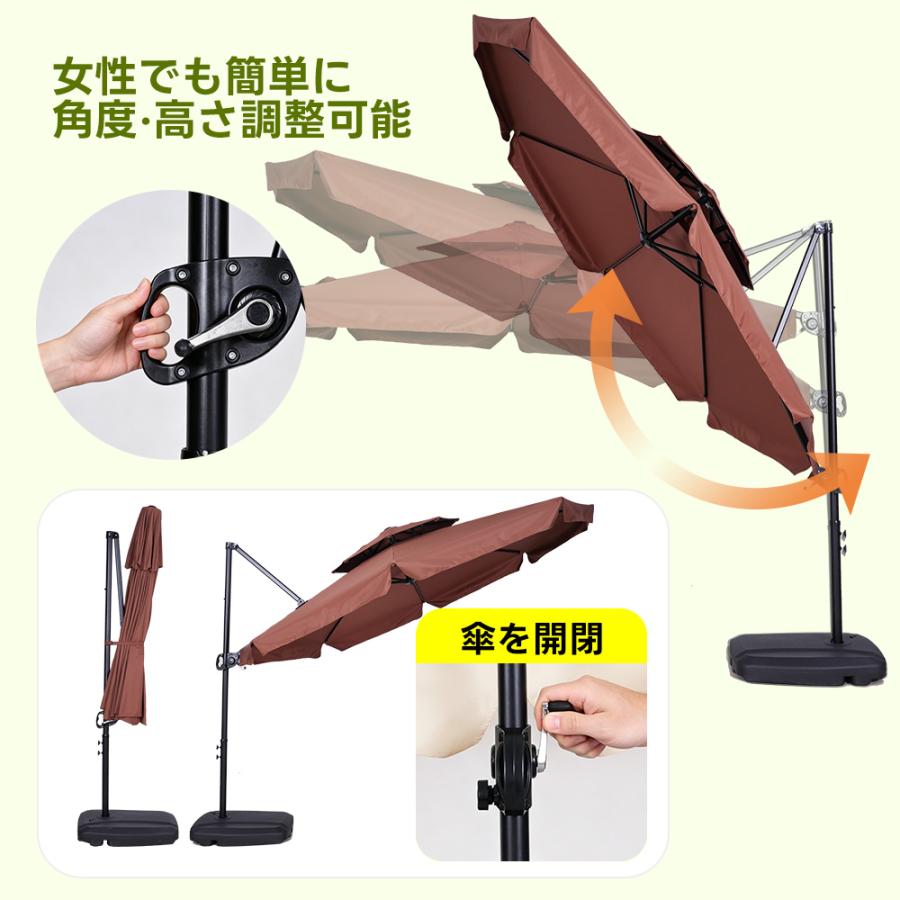 紫外線対策UPF30+】2層 パラソル ガーデンパラソル 風に強い 大型 3m