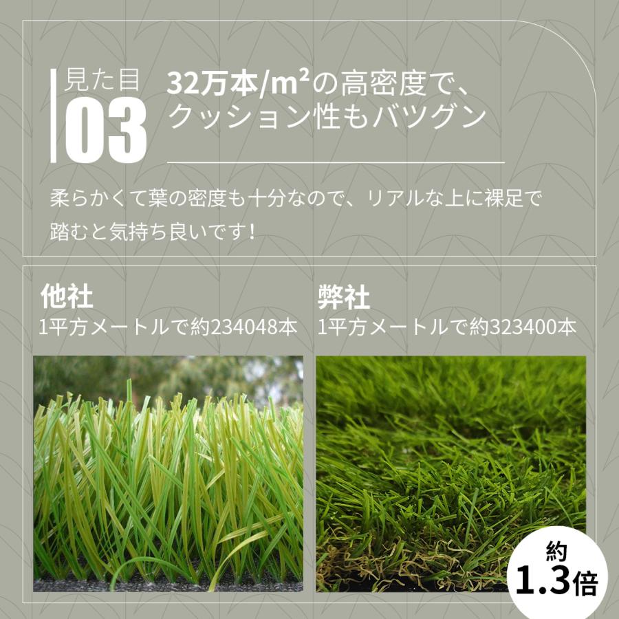 人工芝 ロール 幅2m×長さ10m リアル人工芝 芝丈35mm 庭 ベランダ 整地