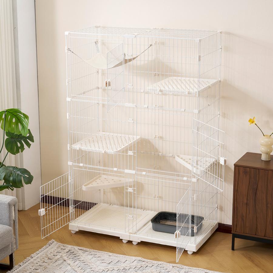 BTM 【掃除しやすいトレー】猫 ケージ キャットケージ 3段 幅広設計