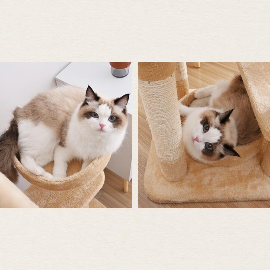 キャットタワー 据え置き 宇宙船付き 麻紐 ハンモック付き おもちゃ 猫