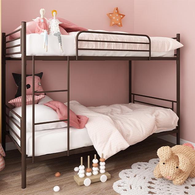 二段ベッド パイプベッド 2段ベッド ロータイプ 上下分割可能 スチール