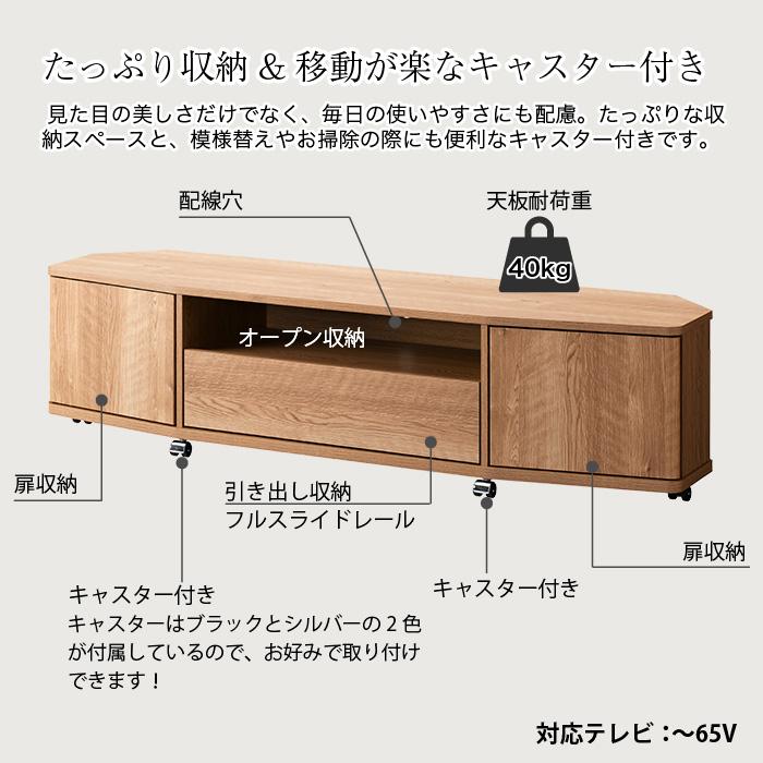 コーナーテレビ台 ワイド ローボード テレビボード 幅150cm キャスター