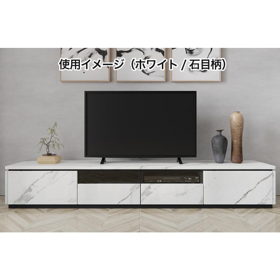 幅180 テレビボード テレビ台 セラミック柄 石目柄 TV転倒防止機能付き リビングボード ローボード フルオープンレール コンセント付き ホワイト ブラック_3