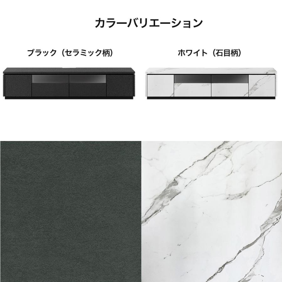 幅180 テレビボード テレビ台 セラミック柄 石目柄 TV転倒防止機能付き リビングボード ローボード フルオープンレール コンセント付き ホワイト ブラック_5
