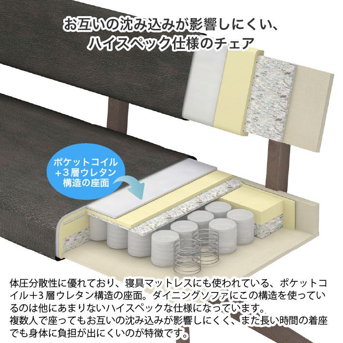 カウチ ダイニングチェア 幅158cm チェア レブル REBEL 160カウチL/R 背もたれ付き 天然木 無垢材 PVCレザー 2人掛け 3人掛け L字 ポケットコイル 大川家具_3