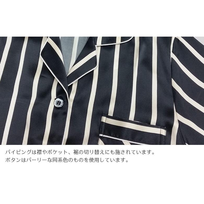 シルク パジャマ ロンドンストライプ レディース 100％ ブラック