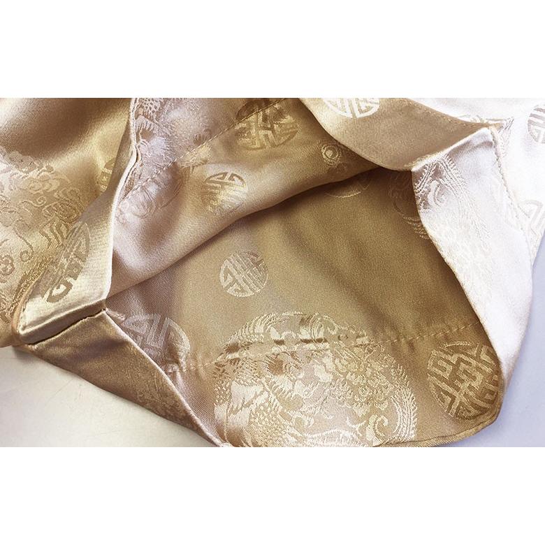 シルク100％ ジャガード パジャマ シャンパンゴールド サテン 長袖