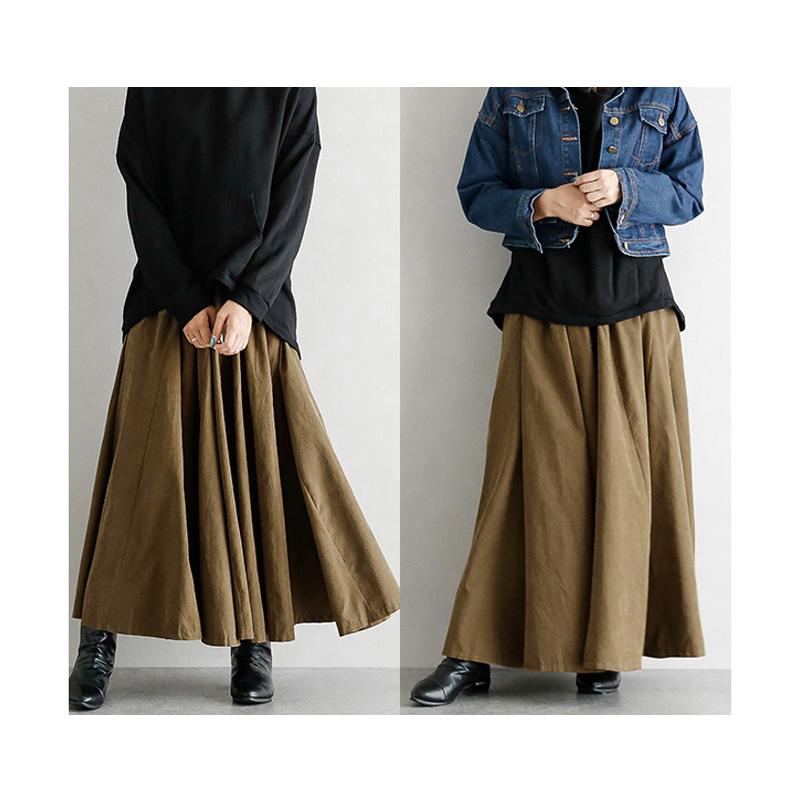 ホームアイホーム プリーツスカート フレアスカート レディース ロング