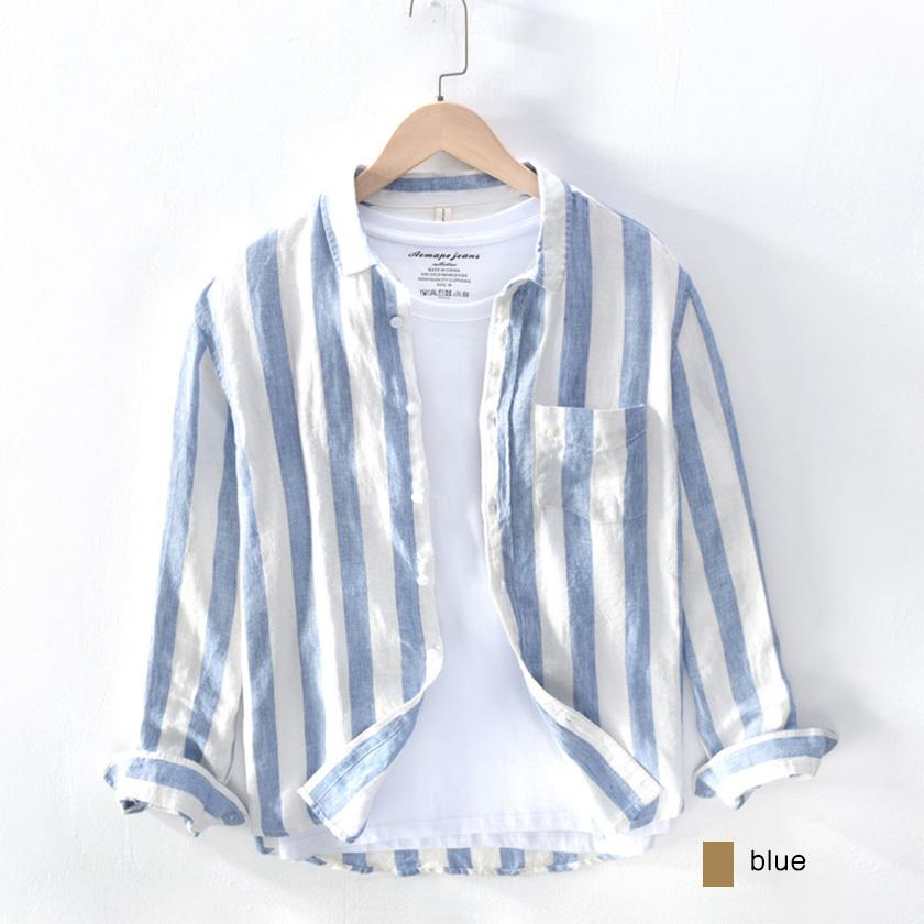 カジュアルシャツ メンズ リネンシャツ ストライプシャツ レディース 長袖 麻 キレイ目 Sale 91 Off 夏 おしゃれ ポケット付き カジュアル 羽織り シンプル 春