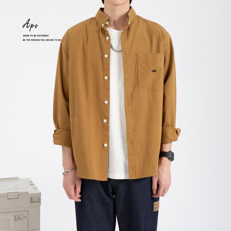 ボタンダウンシャツ メンズ 刺繍入り ワンポイント 綿シャツ シャツ 長袖 ストライプ カジュアル 羽織り トップス Ccsc606 夢価格 通販 Yahoo ショッピング