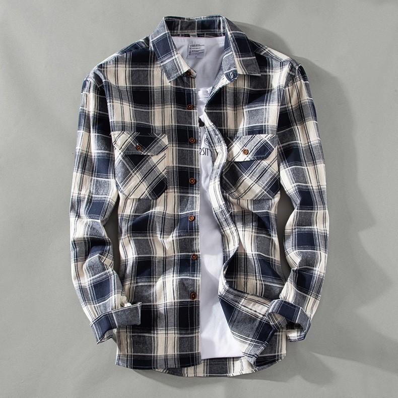 カジュアルシャツ メンズ 長袖 チェック柄 ワークシャツ スリム アメカジ 新作 両ポケット付き シャツ カラー配色 Ccsgs913 夢価格 通販 Yahoo ショッピング