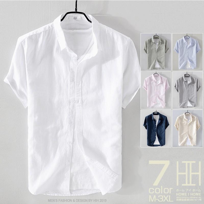 リネンシャツ メンズ 半袖 シャツ 無地 シンプル 綿 麻 トップス 羽織り 通気 :dcs301:夢価格 - 通販 - Yahoo!ショッピング
