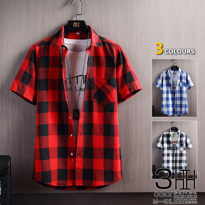 チェックシャツ シャツ メンズ 半袖 チェック柄 カジュアルシャツ ポケット付き カラー配色 半袖シャツ アメカジ キレイめ かっこいい 通学 Dcs651 夢価格 通販 Yahoo ショッピング