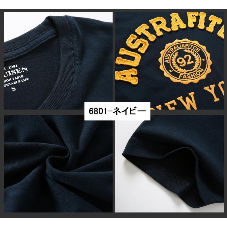 tシャツ メンズ 半袖 ロゴT プリント 刺繍入り ワンポイント おしゃれ アメカジ 丸首 トップス スポーツ カジュアル ロゴt カットソー｜yumekakaku｜08