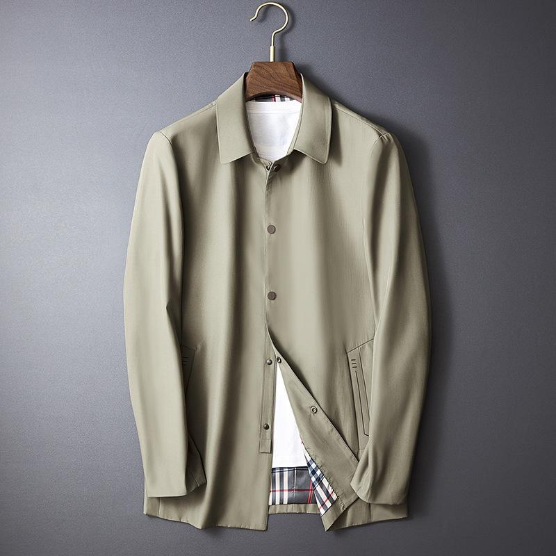 ホームアイホーム メンズ ステンカラーコート スナップボタン留め 無地