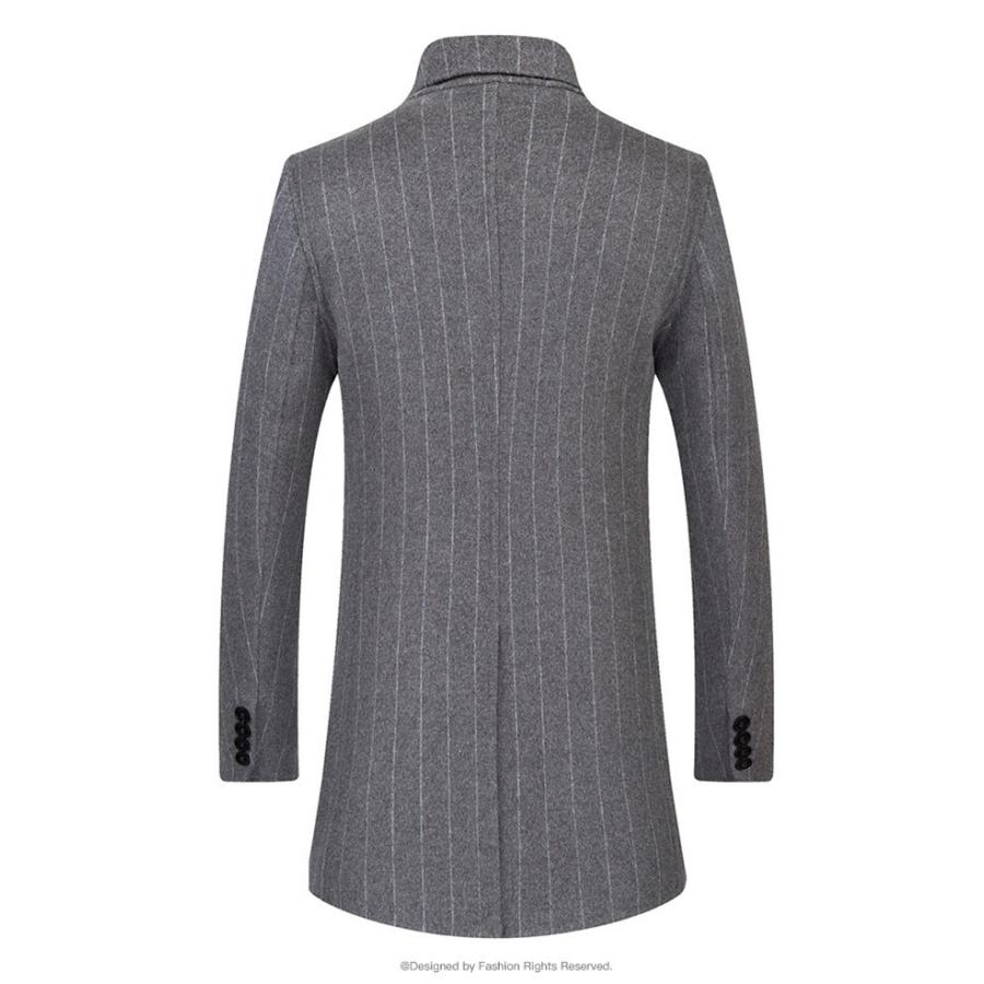 店長大暴走 クリアランスsale リバーコート ウールコート ストライプ メンズ ロング スリム 2ボタン オフィス スタイリッシュ 保温 肌触りがいい Skylanceronline Com