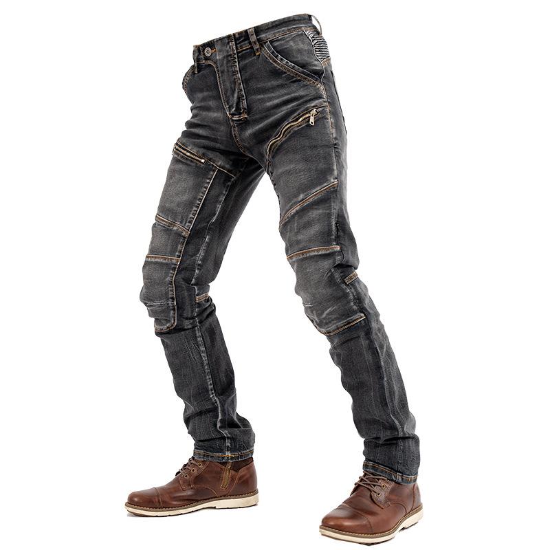 膝パッド装備 バイクパンツ 耐磨 保護 デニムパンツ アウトドア メンズ ストレッチ ユーズド加工 バイクウェア バイク用 ライダーパンツ春 夏 秋服 冬服_5