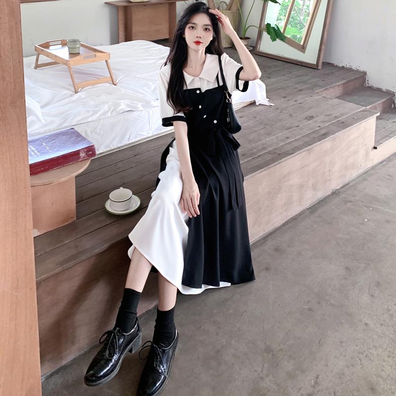 ホームアイホーム ワンピース フェイクレイヤード 不規則デザイン  