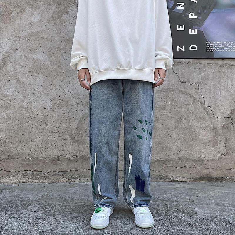 ジーンズ ワイドパンツ デニムパンツ メンズ ロング丈 おしゃれ 個性 ストレート ゆったり カジュアル ストリート系 Nzknb66 夢価格 通販 Yahoo ショッピング