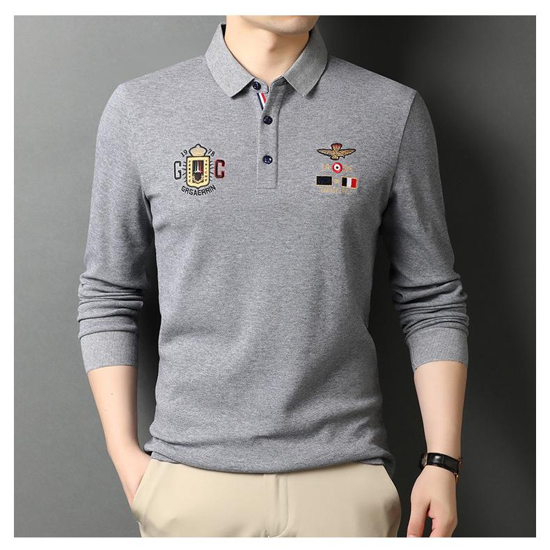 パパスプラス　リブ袖　長袖ポロシャツ　ワッペン　ロゴワッペン ゴルフ ホームアイホーム ポロシャツ メンズ ポロシャツ 長袖 ミリタリー