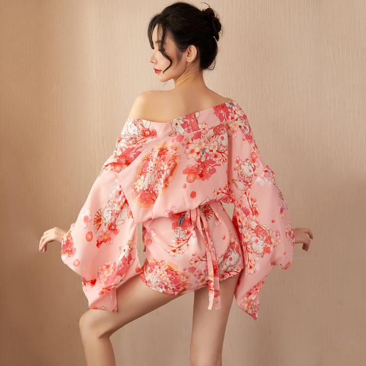 ホームアイホーム 可愛い ランジェリー 和風 桜 前開き 猫模様