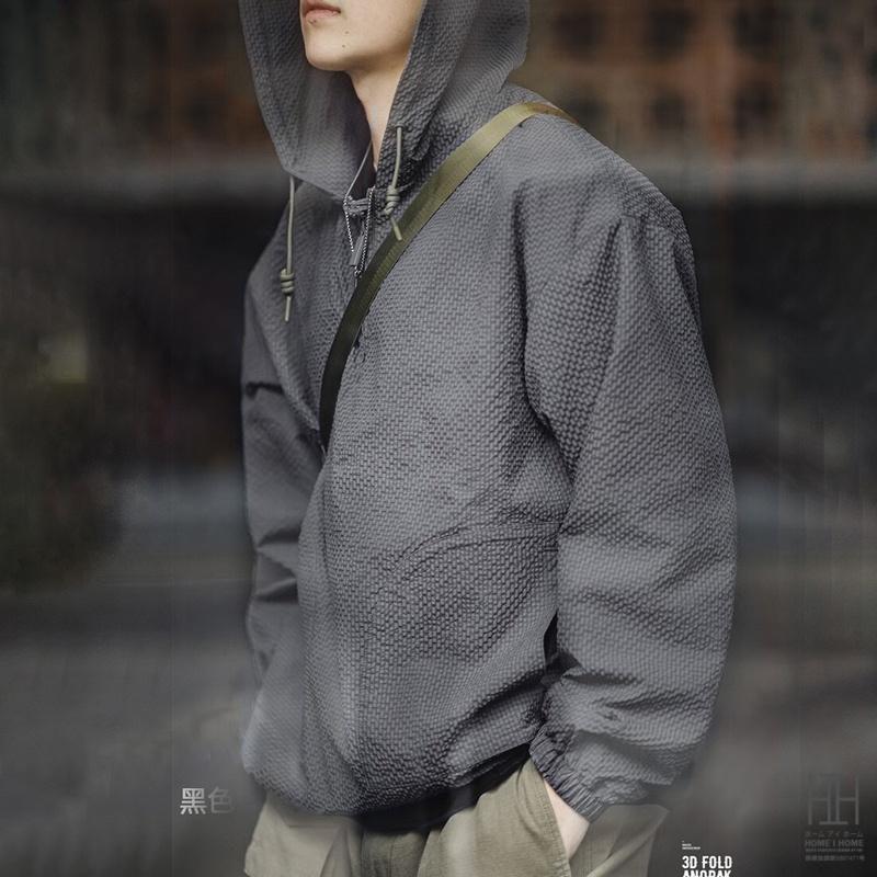 アノラックタイプ ウインドブレーカー メンズ ストレッチ フード