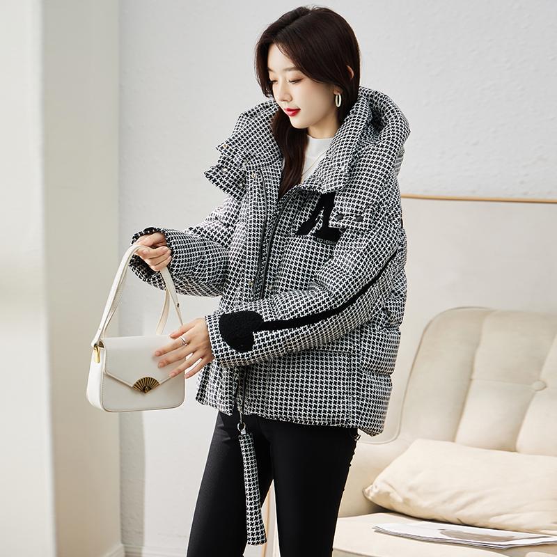 ホームアイホーム ダウンジャケット レディース 軽量 おしゃれ 千鳥格