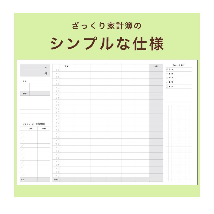 Shinzi Katohデザイン ざっくり家計簿 A5 B6 簡単 ユメキロック フリータイプ 14ヶ月分 ケースセット ユメキロック｜yumekirock｜12