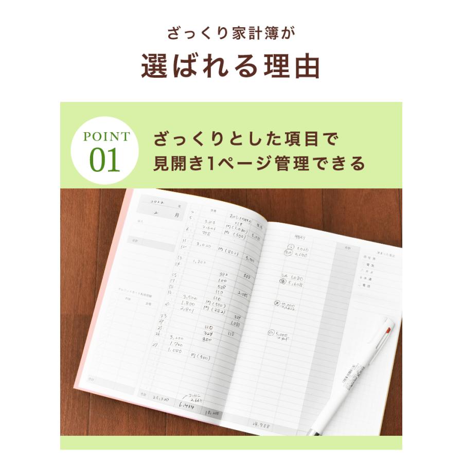 ざっくり家計簿 A5 B6 簡単 ノート ユメキロック フリータイプ 14ヶ月