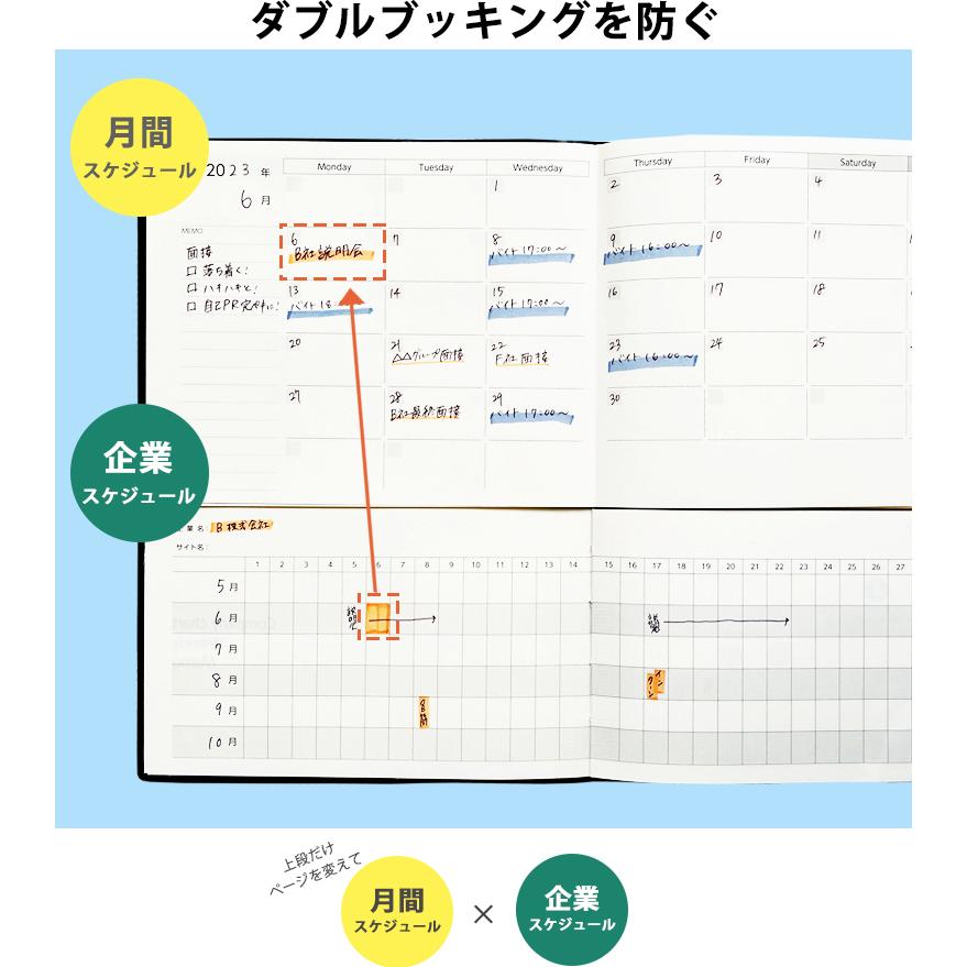 就活TECHO 就活 手帳 ノート メモ帳 a5 スケジュール帳 ユメキロック セパレートダイアリー 転職 転職ノート｜yumekirock｜07