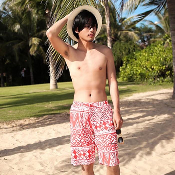 水着 メンズ サーフパンツ 海パン エスニック柄 赤 黒 おしゃれ 20代 
