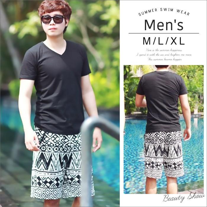 メンズ 水着 男性用 サーフパンツ 海パン ハーフパンツ おしゃれ ネイティブ柄 即納送料無料