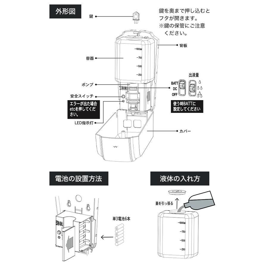 オートディスペンサー アルコール 自動 ディスペンサー オート 非接触 スタンド 除菌｜yumeline｜13