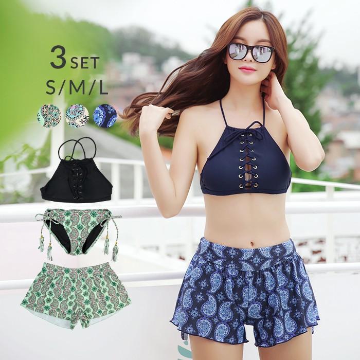 ハイネック ストリング 水着 レディース ビキニ 小さいサイズ 短パン S M L Sw868 夢line 通販 Yahoo ショッピング