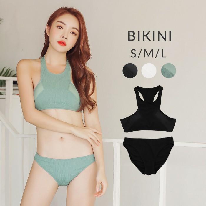 水着 レディース 体型カバー ビキニ 無地 ブラック ホワイト ハイネックビキニ スポーティビキニ オトナ女子 大人 Swyz1844 夢line 通販 Yahoo ショッピング