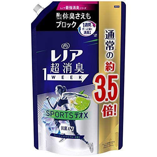 レノア 超消臭1WEEK 一流の品質 柔軟剤 日本最大の SPORTSデオX フレッシュシトラスブルー 約3.5倍 1390mL 詰め替え 1袋