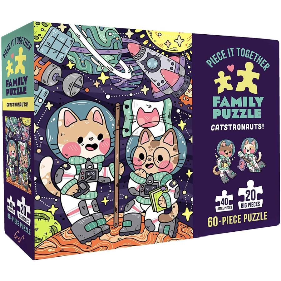 海外のジグソーパズル 家族で楽しむ 40ピースと大きなピース ダブル仕様 Piece It Together Family Puzzle Catstronauts 宅急便 サイズ80 ゆめみる絵本 ヤフー店 通販 Yahoo ショッピング