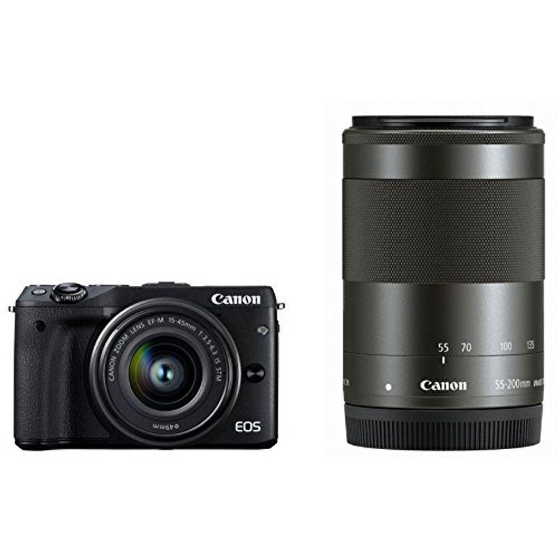 Canon ミラーレス一眼カメラ EOS M3 ダブルズームキット(ブラック) EF-M15-45mm F3.5-6.3 IS STM EF  ❤格安販売の❤ テレビ、オーディオ、カメラ